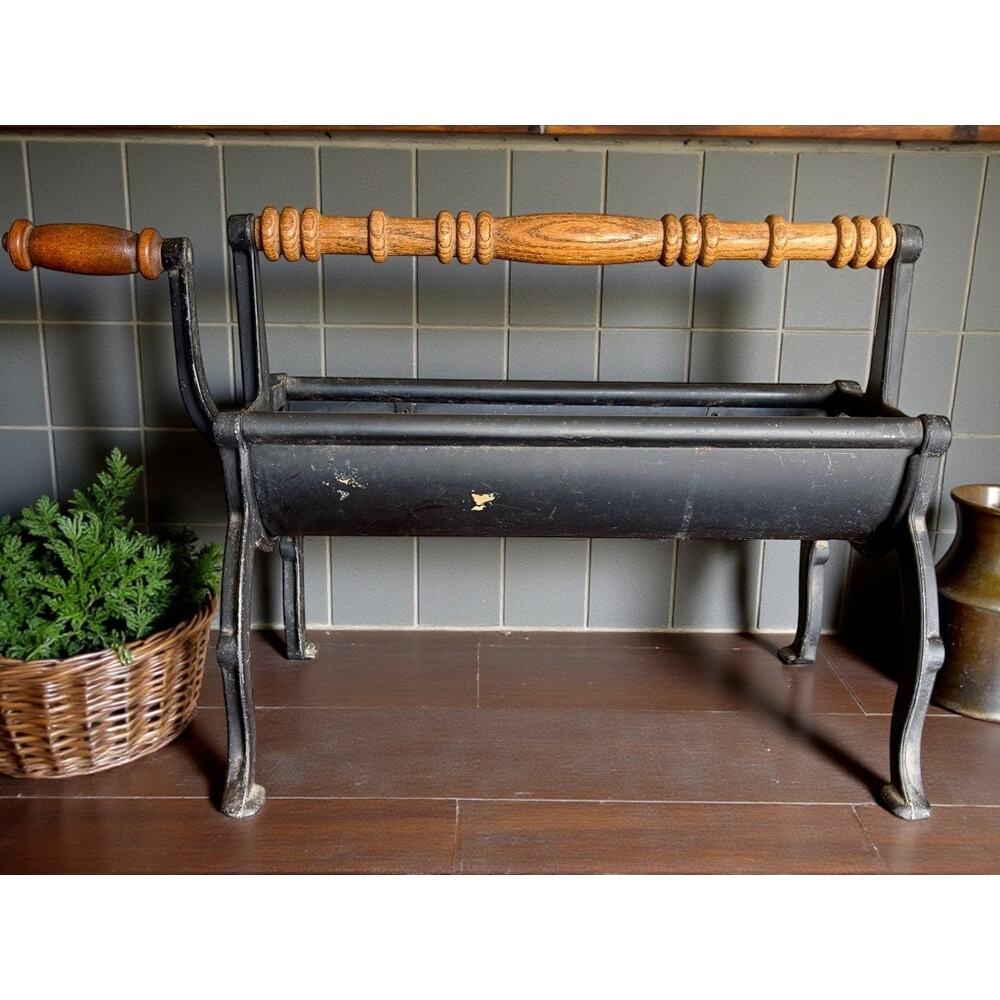 Antique Cast Iron Newspaper Roller-Primitive Laundry Mangle-Farmhouse-Industrial